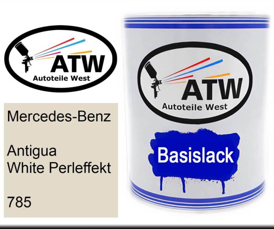 Mercedes-Benz, Antigua White Perleffekt, 785: 1L Lackdose, von ATW Autoteile West.